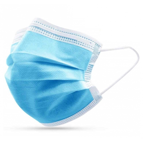 Masques faciaux 3 couches, 50 pièces, bleus