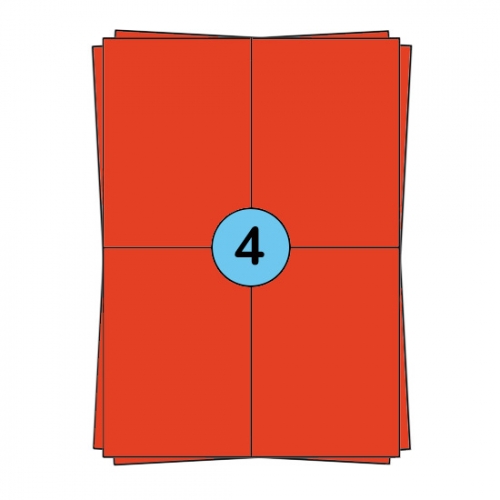 Étiquettes en planches A4 104 x 148 mm, rouges, 400 étiquettes