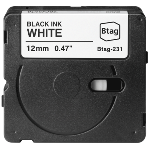 Ruban d'étiquetage compatible Brother Btag-231 noir sur blanc 12mm