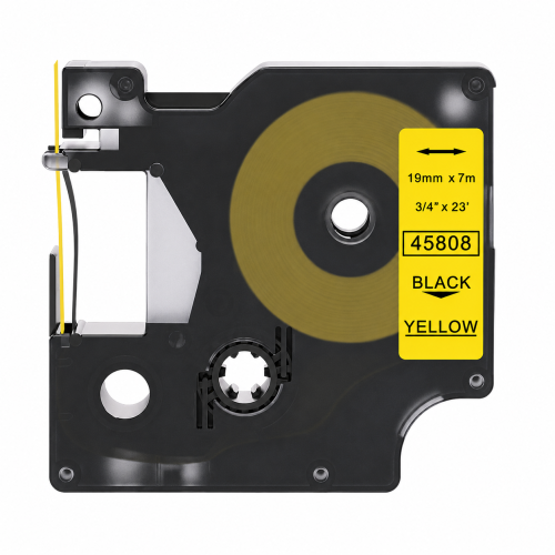 Ruban à lettres compatible Dymo 45808, noir sur jaune, 19 mm