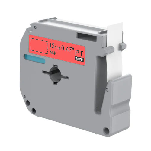 Ruban à lettres compatible Brother M-K431, noir sur rouge, 12 mm