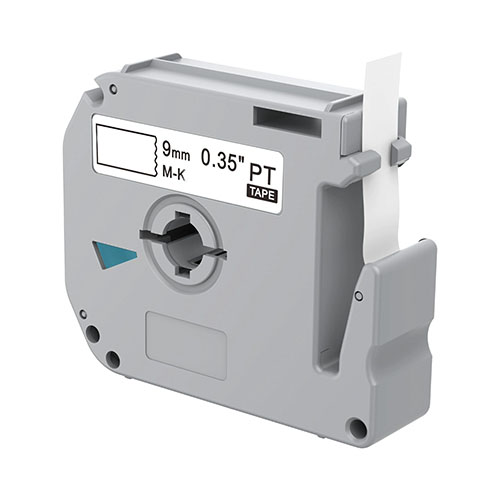 Ruban à lettres compatible Brother M-K221, noir sur blanc, 9 mm